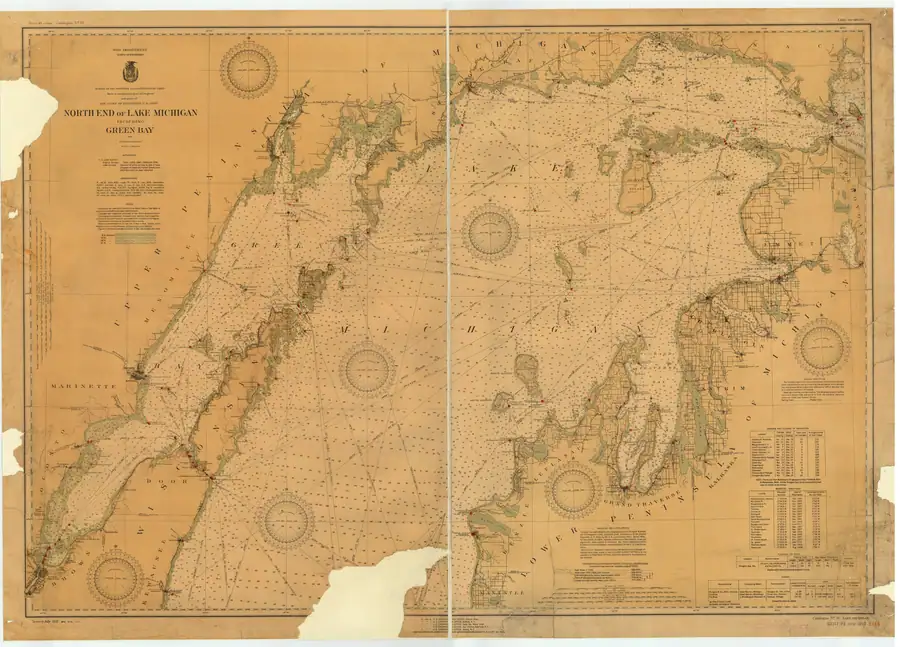 Historical chart: North End Of Lake Michigan Including Green Bay, held by NOAA Office of Coast Survey, 1934.