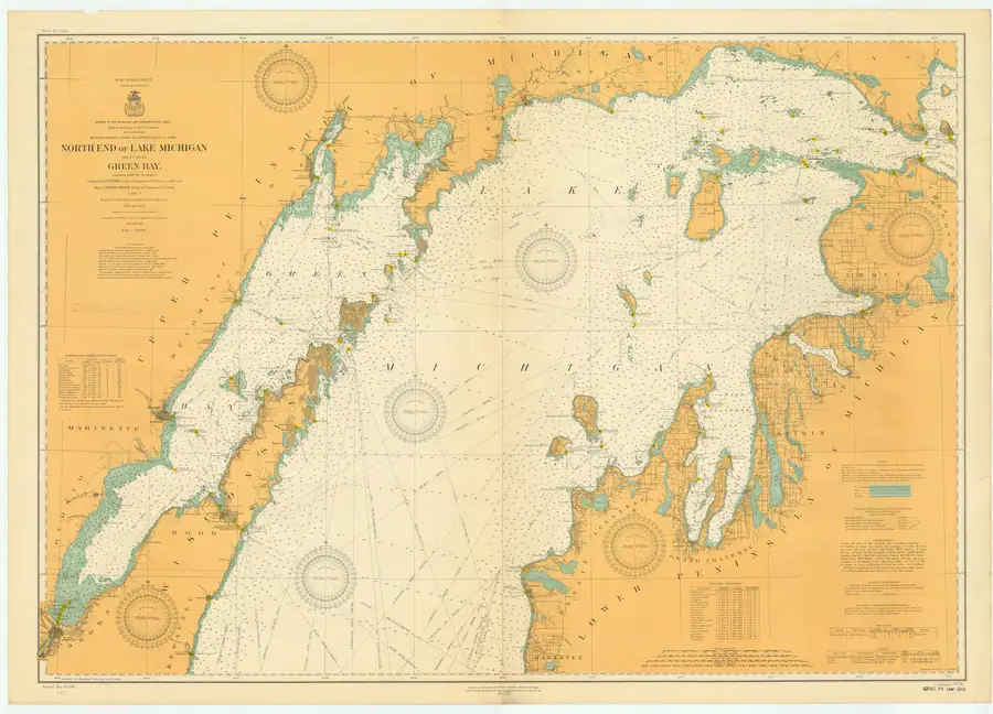 Historical chart: North End Of Lake Michigan Including Green Bay, held by NOAA Office of Coast Survey, 1912.
