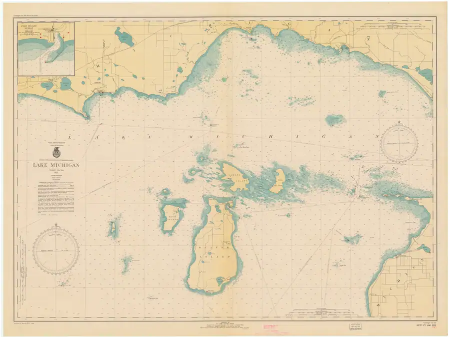 Historical chart: Lake Michigan, held by NOAA Office of Coast Survey, 1942.