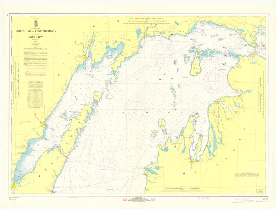 Historical chart: North End Of Lake Michigan Including Green Bay, held by NOAA Office of Coast Survey, 1969.