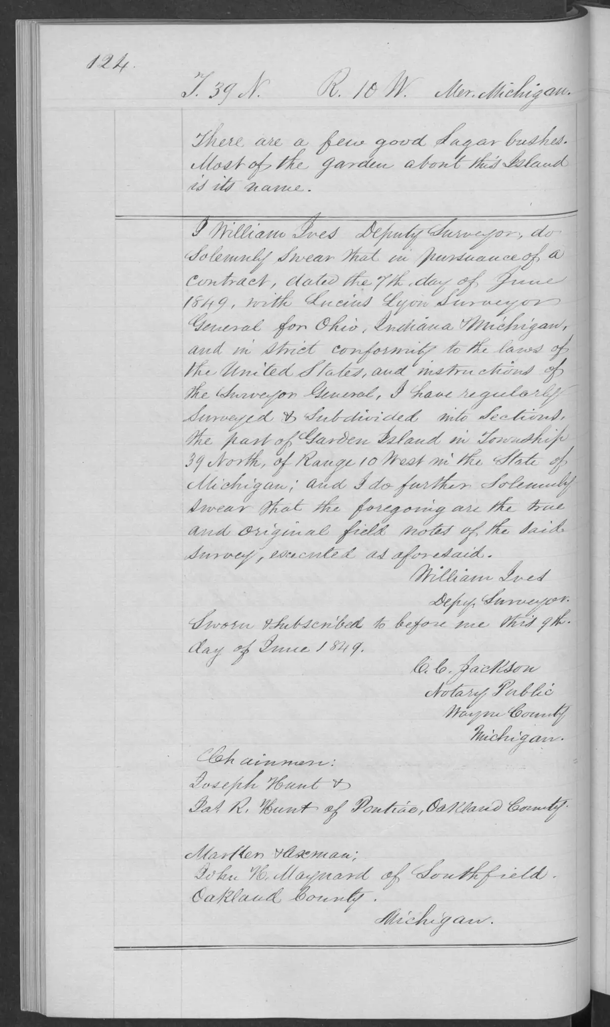 Scanned page: field note volume 168138 page 0124 garden general description, held by Bureau of Land Management, General Land Office Records.