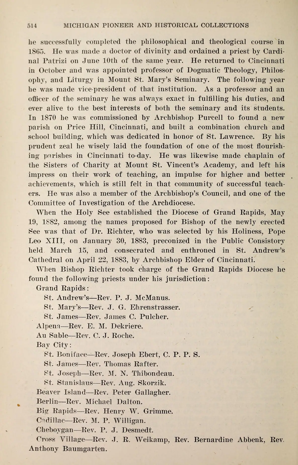 Scanned document page: Michigan Historical Collections, volume 38 (1912).