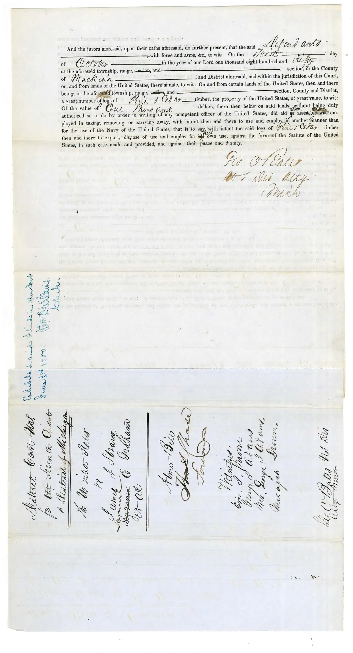 United States v. James J. Strang and others, 1851: trespass on public lands