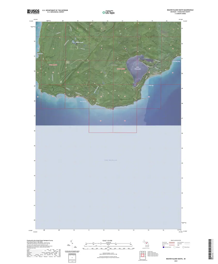 Historical chart: USGS Beaver Island South US Topo quadrangle (2023).