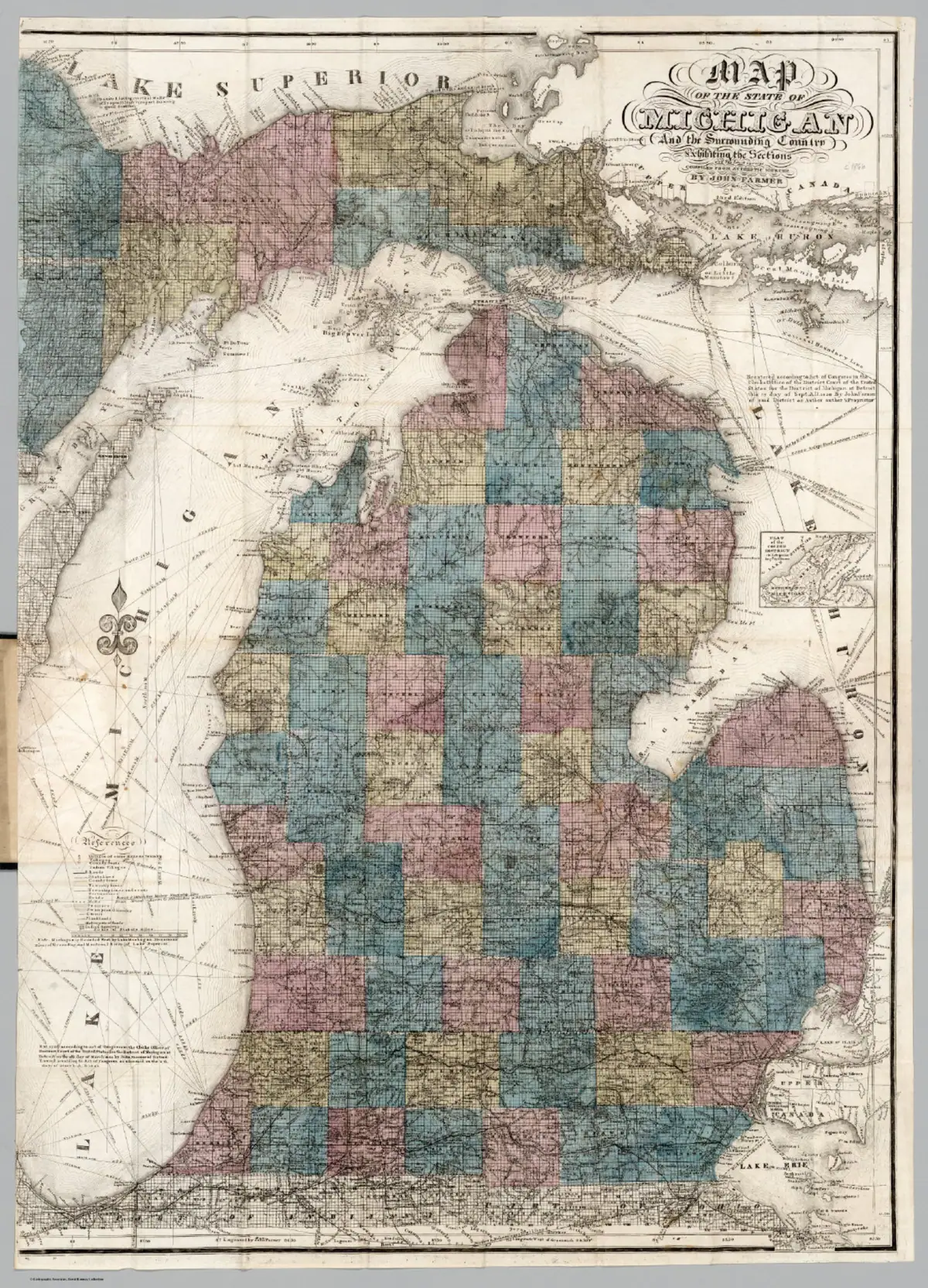 Historical chart: John Farmer map of Michigan (1866).