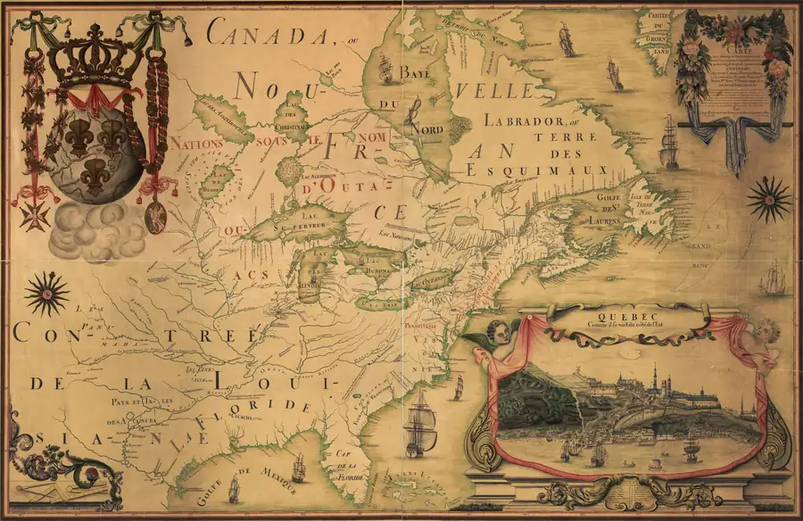 Historical chart: Franquelin map of northern North America (1688).