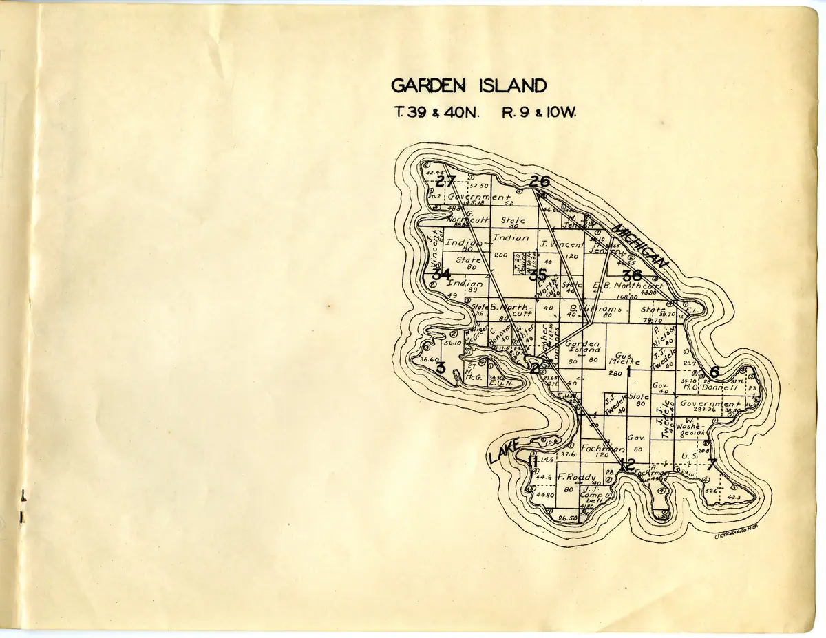 Map: Plat of Garden Island, second Hixson printing, held by Michigan State University Libraries, Digital Repository.