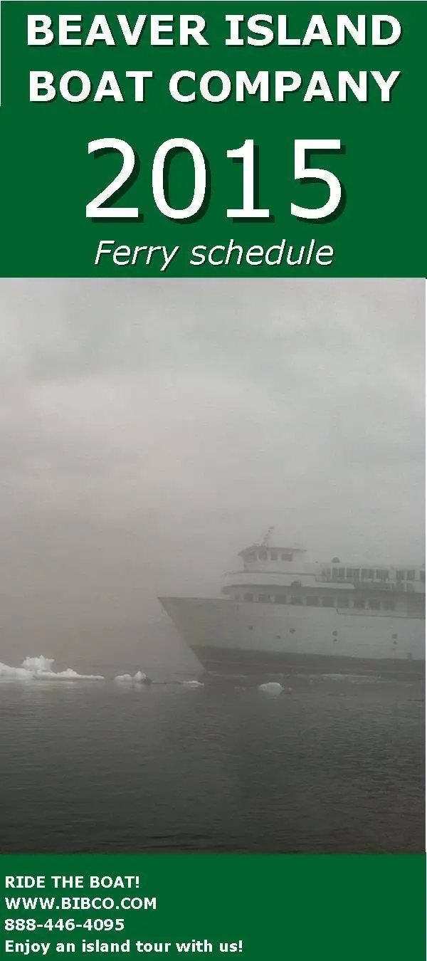 Promotional poster showing a ferry moving through dense fog beside floating chunks of ice.
