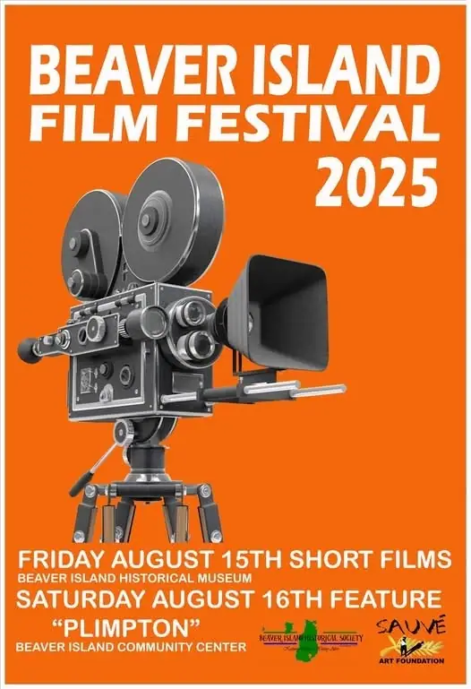 Orange event poster with a vintage film camera illustration and white festival lettering.