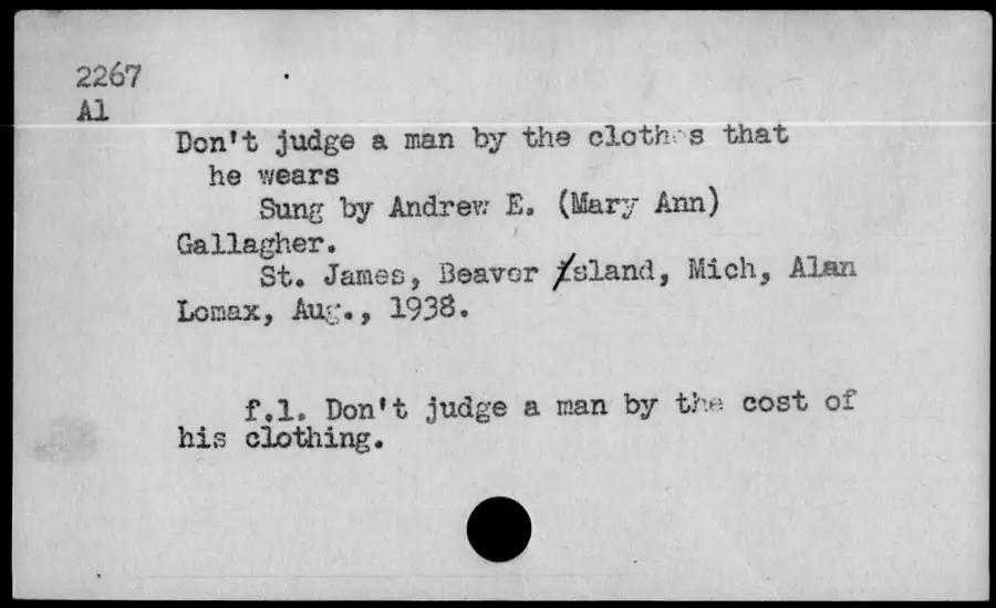 Photograph: Don't judge a man by the clothes that he wears, 1938-08.