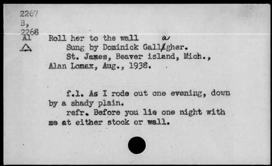 Photograph: Roll her to the wall, 1938-08.