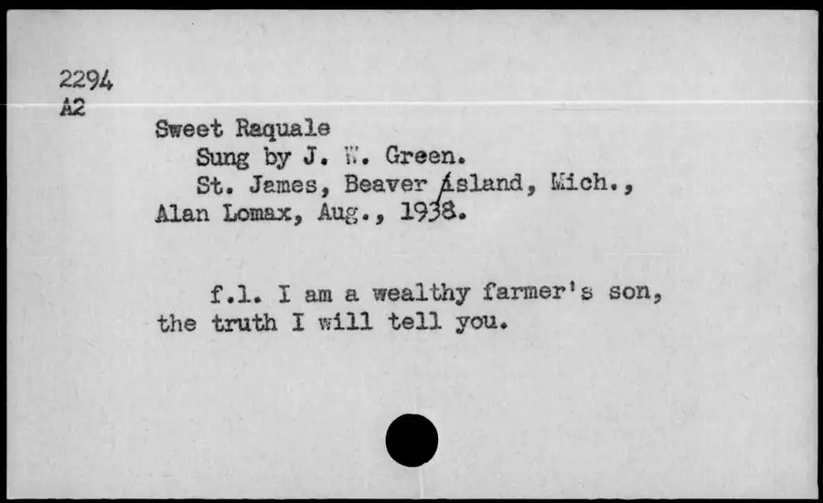 Photograph: Sweet Raquale, 1938-08.