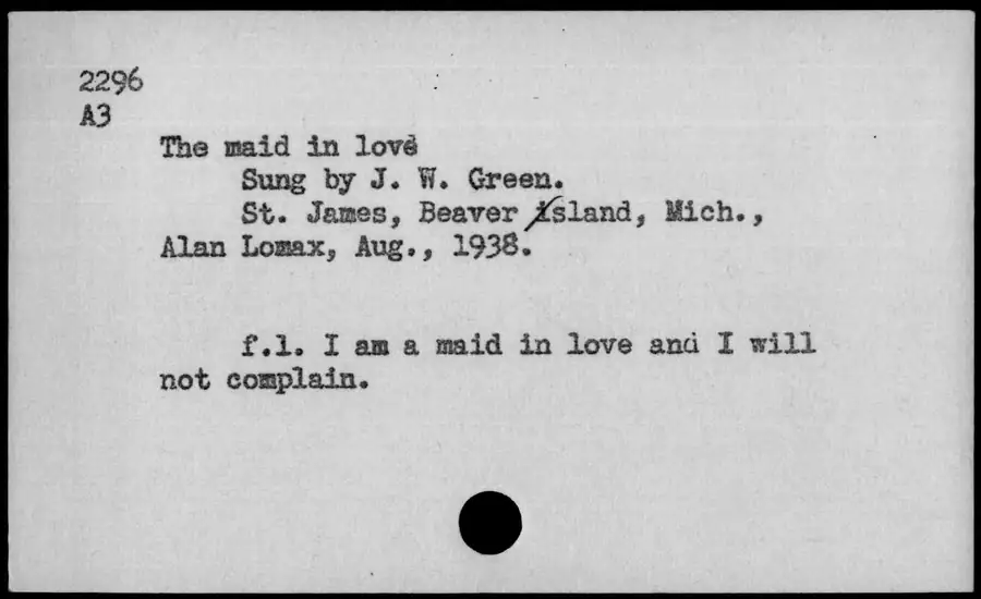 Photograph: The maid in love, 1938-08.