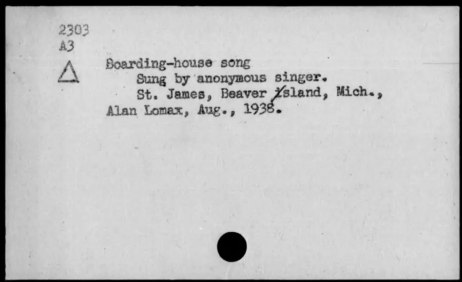 Photograph: Boarding-house song, 1938-08.