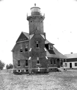 Squaw Island Light, Lake Michigan (U.S. Coast Guard historic photograph)