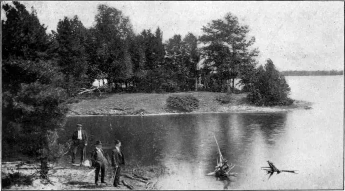 "Font Lake, Beaver Island, where King Strang baptized his people" — plate from A Child of the Sea (1905)