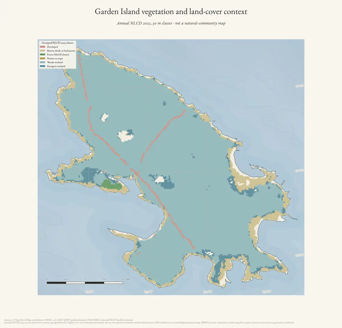 Map: Garden Island vegetation and land-cover context.